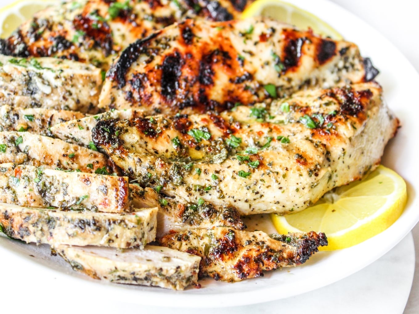 Grilled Herb-Marinated Chicken with Memorial Day Red, White, and Blue Salad
