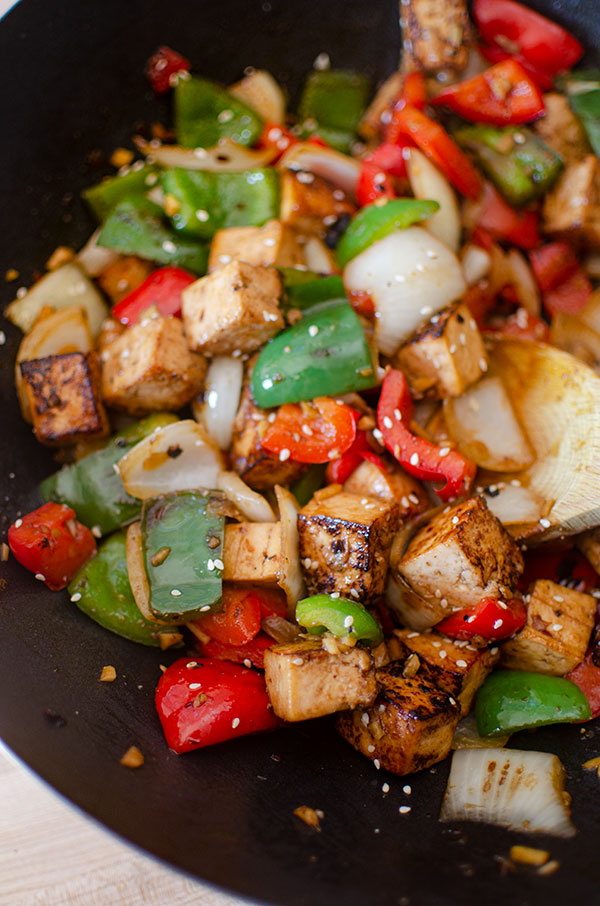 Stir-Fried Spicy Tofu with Bell Peppers and Garlic