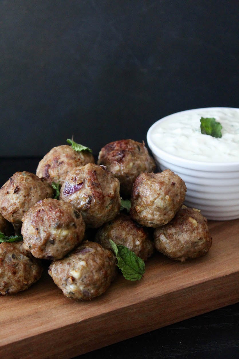 Greek Lemon-Oregano Lamb Meatballs with Tzatziki