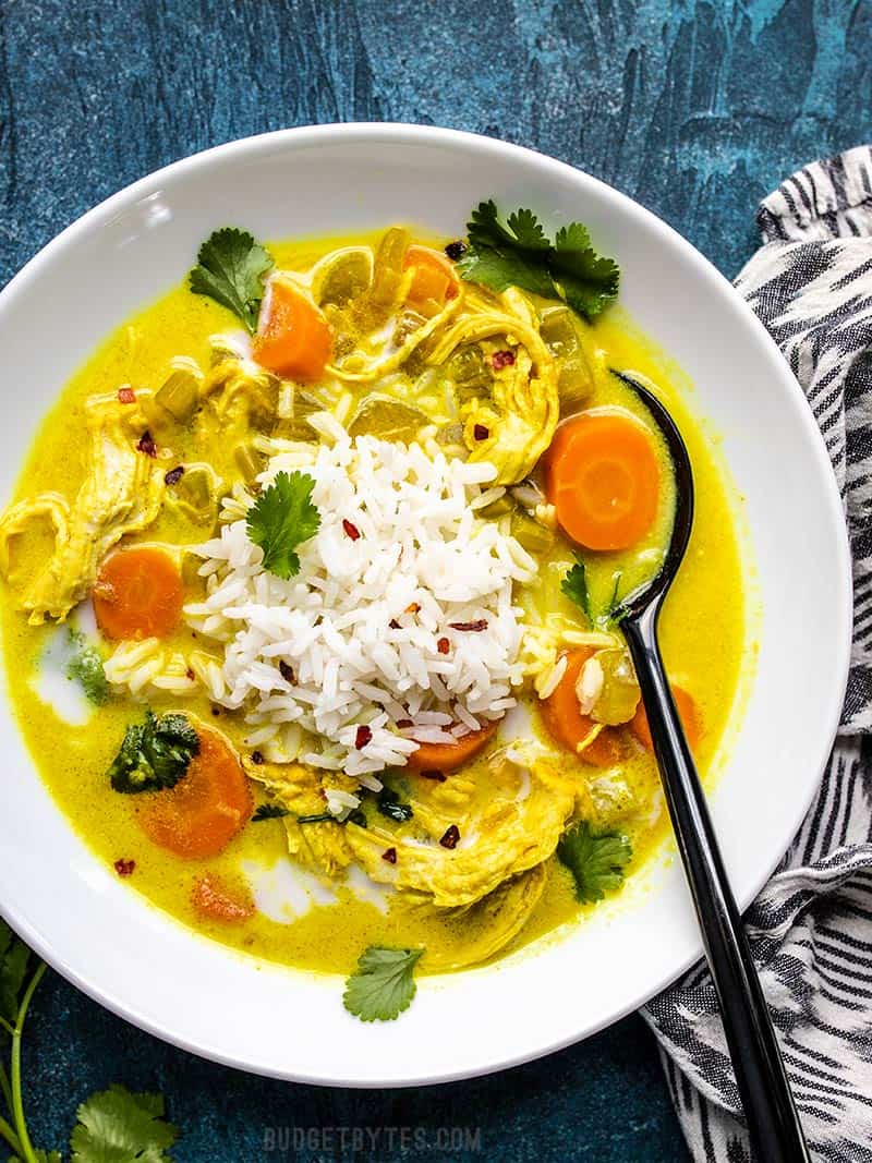 Coconut-Ginger Chicken Soup with Turmeric and Spinach