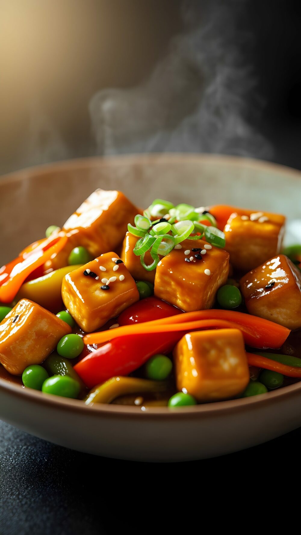 Spiced Pumpkin and Tofu Stir Fry with Miso Glaze