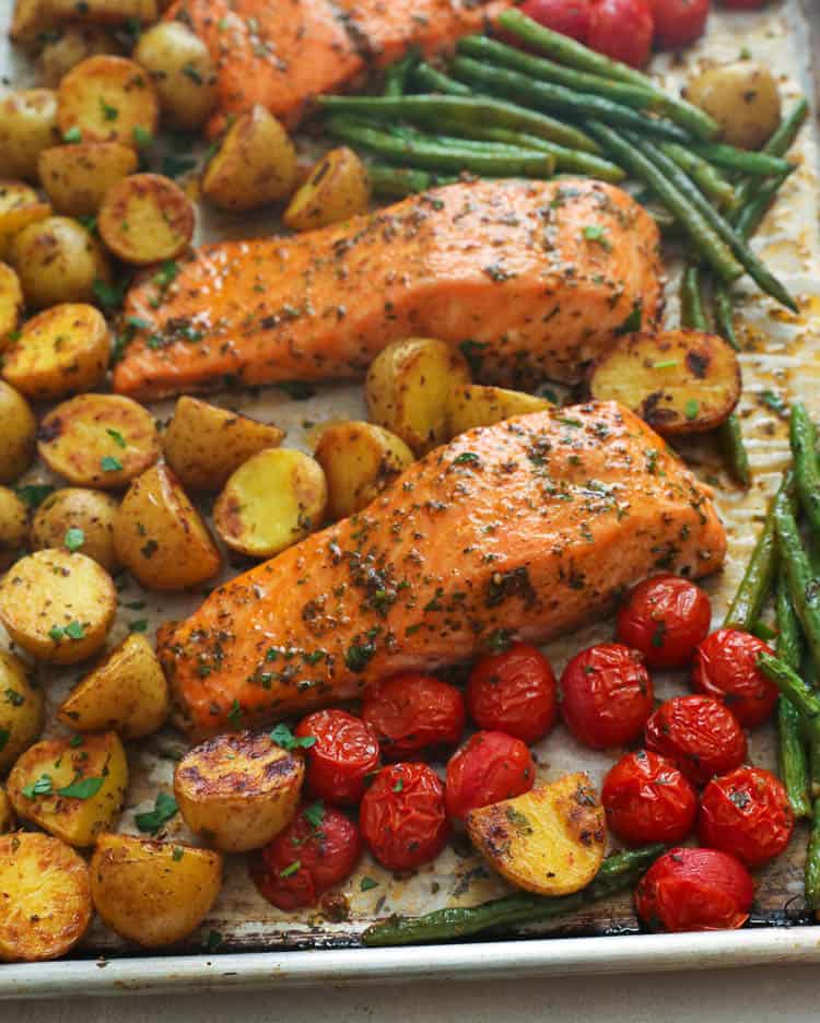 Sheet Pan Cajun-Spiced Salmon with Roasted Vegetables