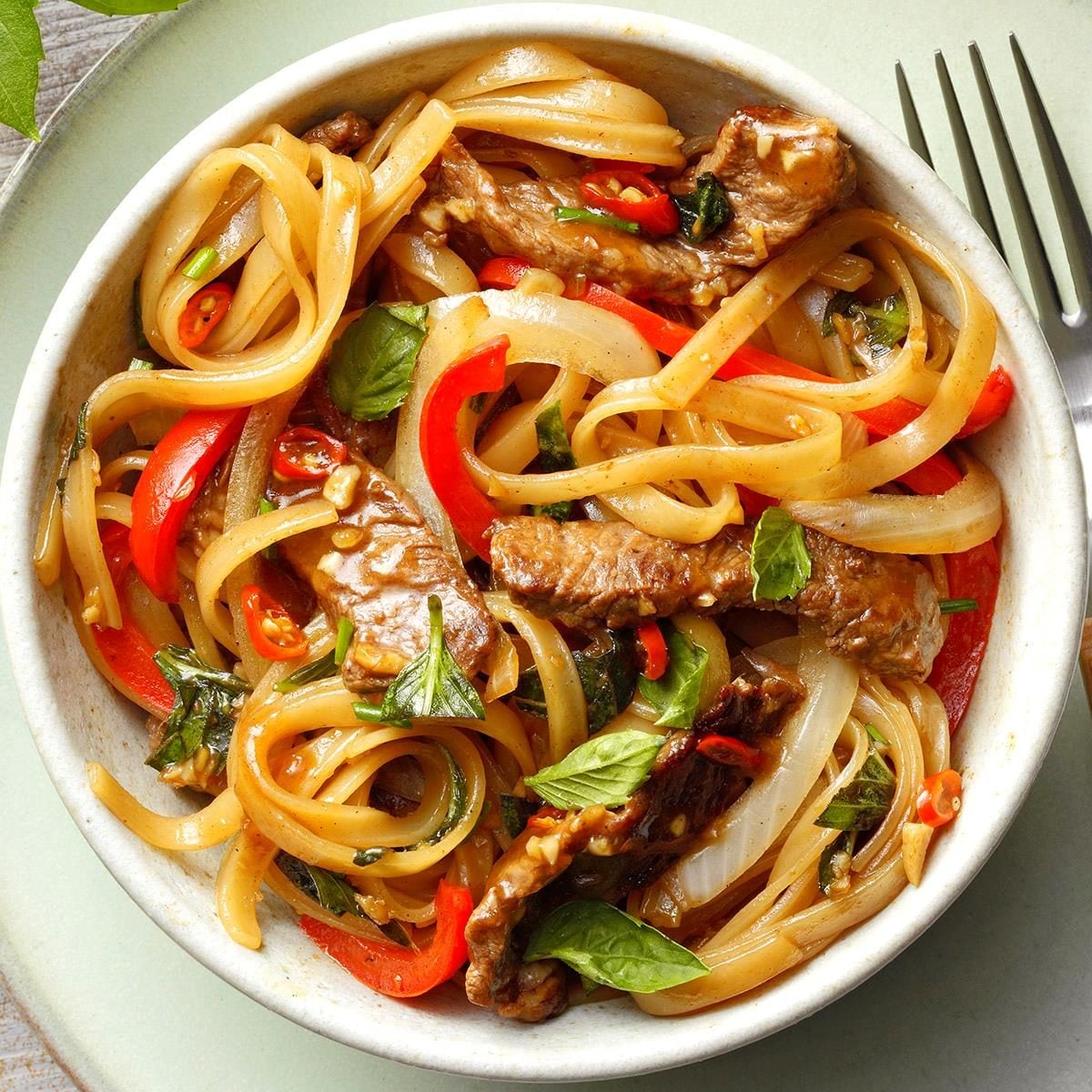 Drunken Noodles with Beef and Thai Basil