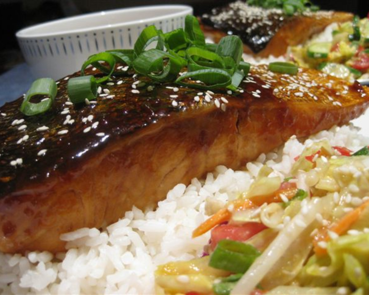 Pan-Seared Salmon Teriyaki with Pickled Ginger Rice