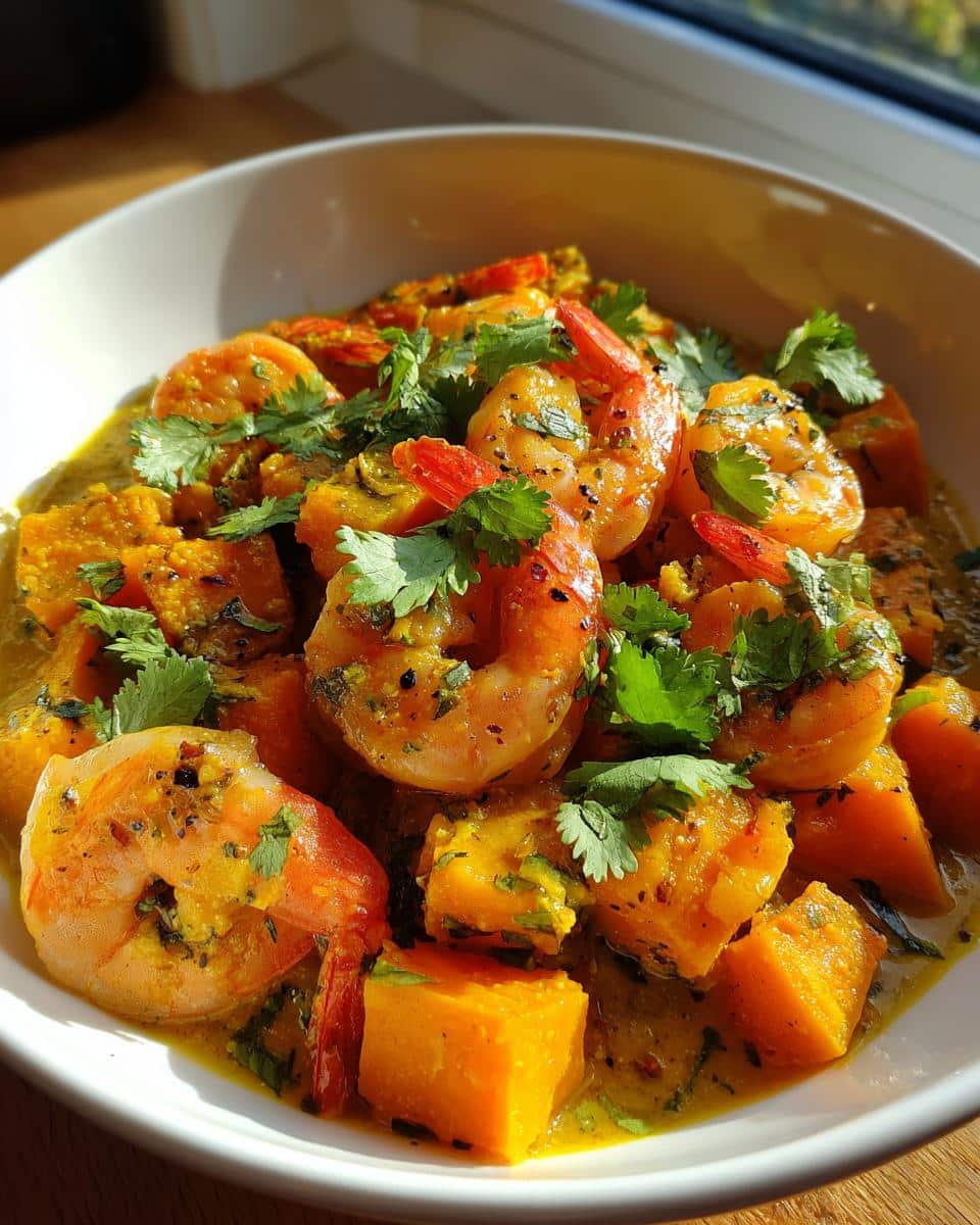 Caribbean-Style Coconut Shrimp Curry with Sweet Potatoes