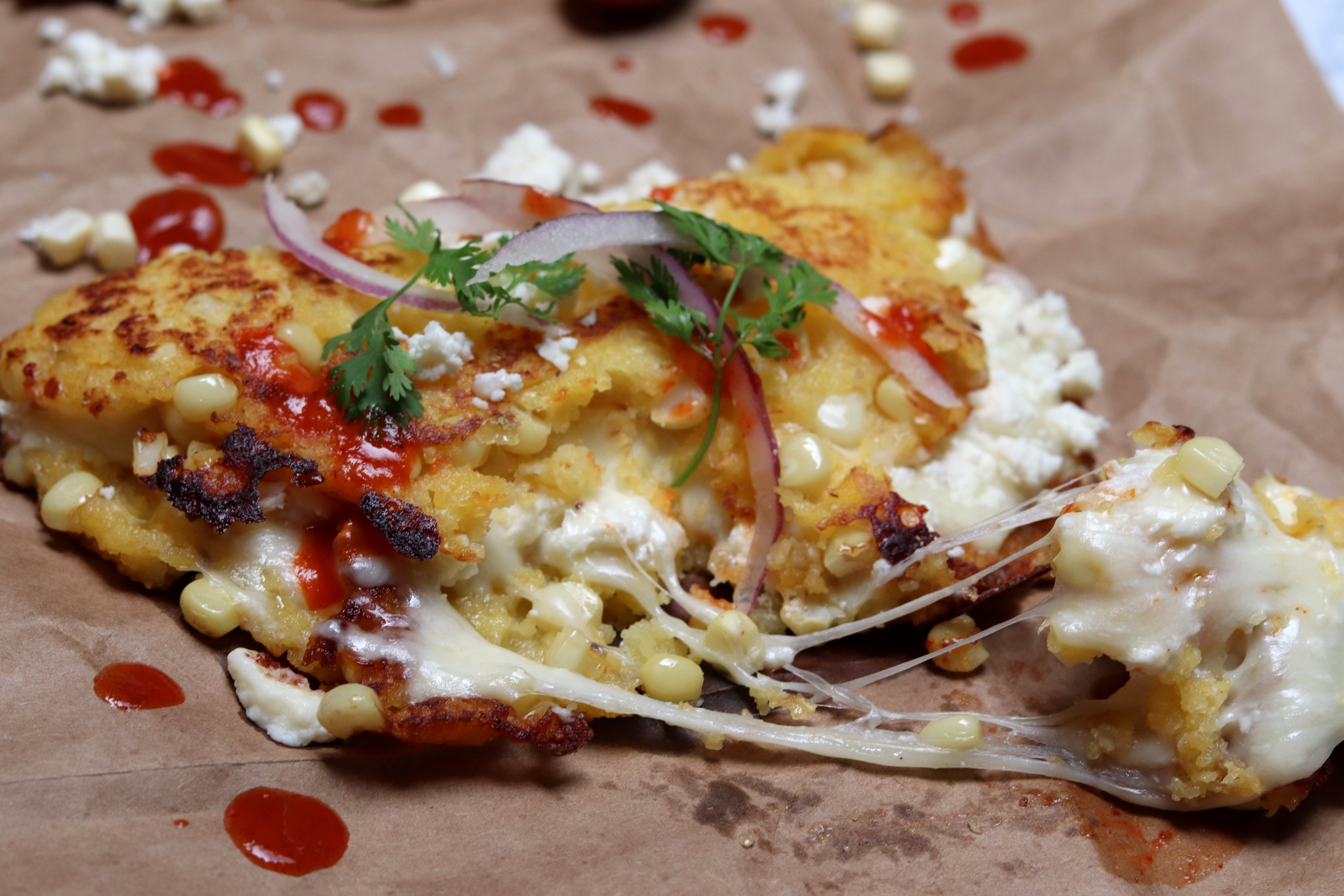 Cachapa Pancakes with Fresh Cheese and Honey