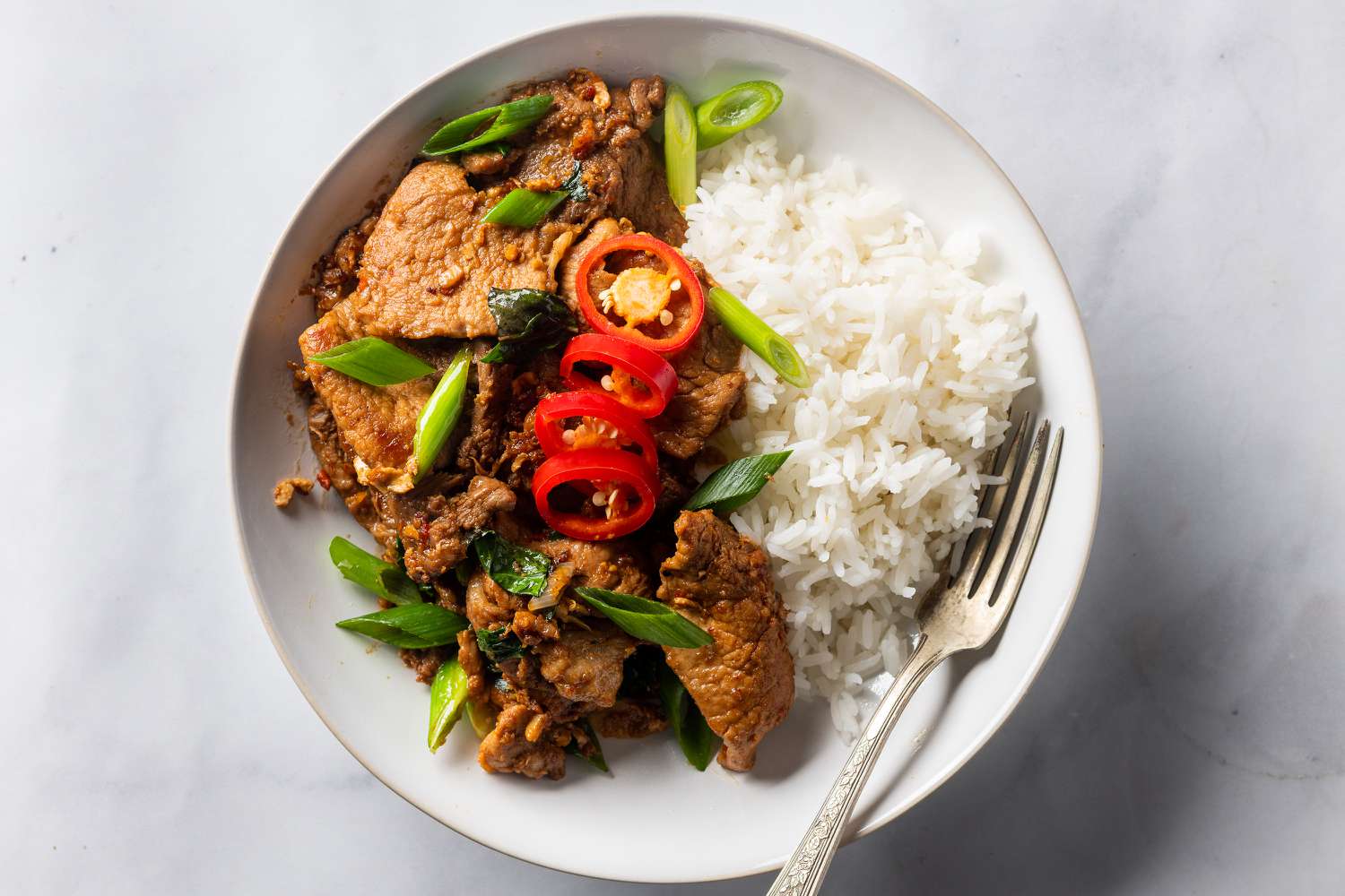 Stir-Fried Thai Basil Pork with Chili and Garlic