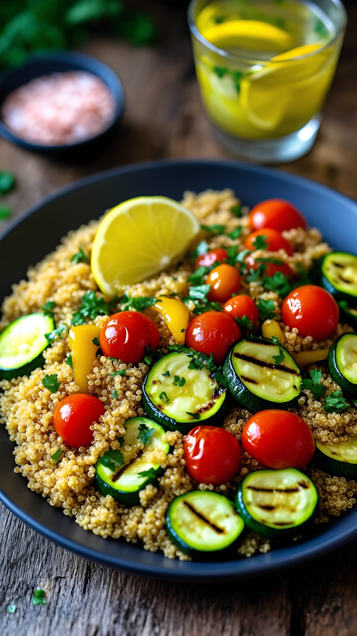 Lemon-Garlic Quinoa Salad with Roasted Vegetables