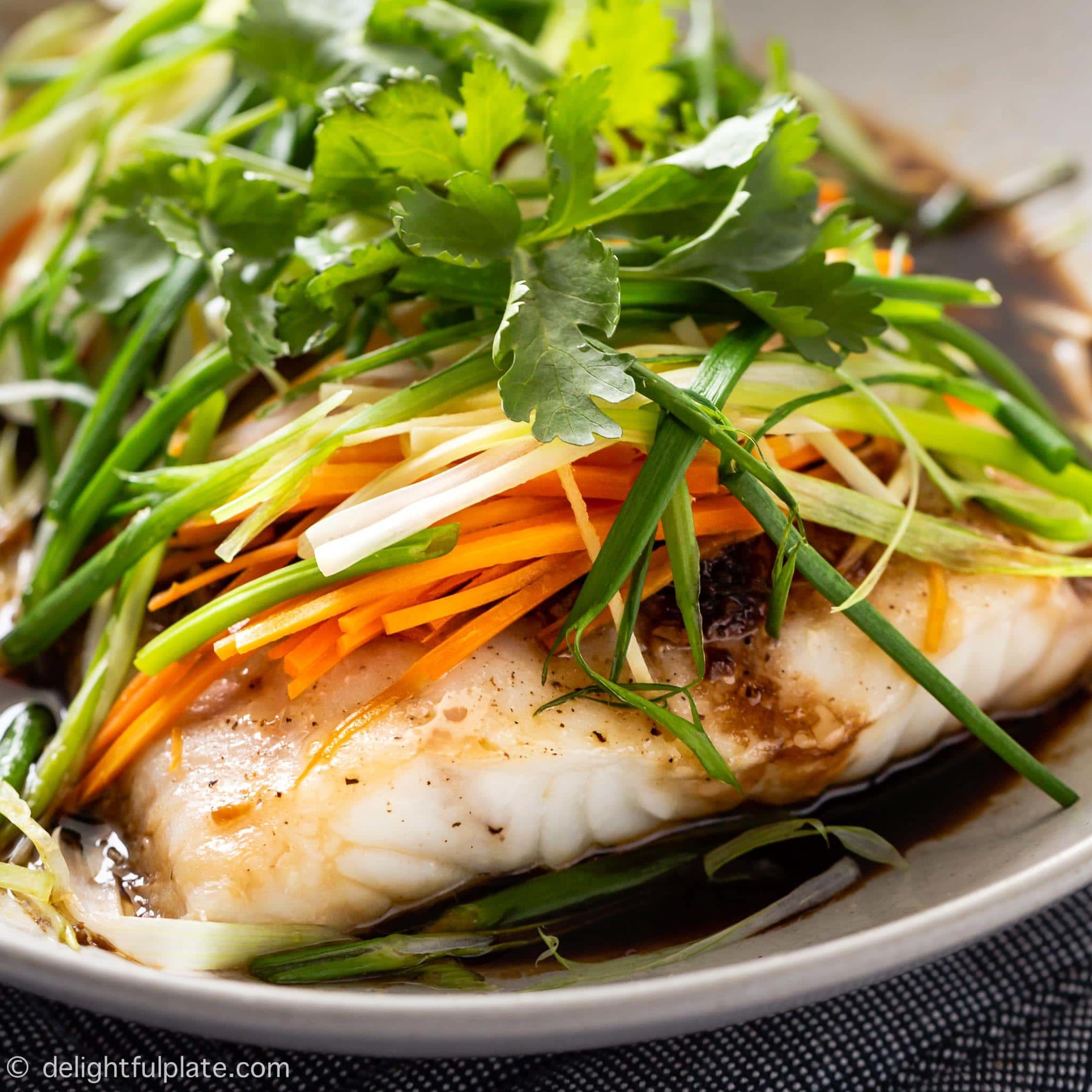 Ginger-Scallion Steamed Fish with Soy Dressing