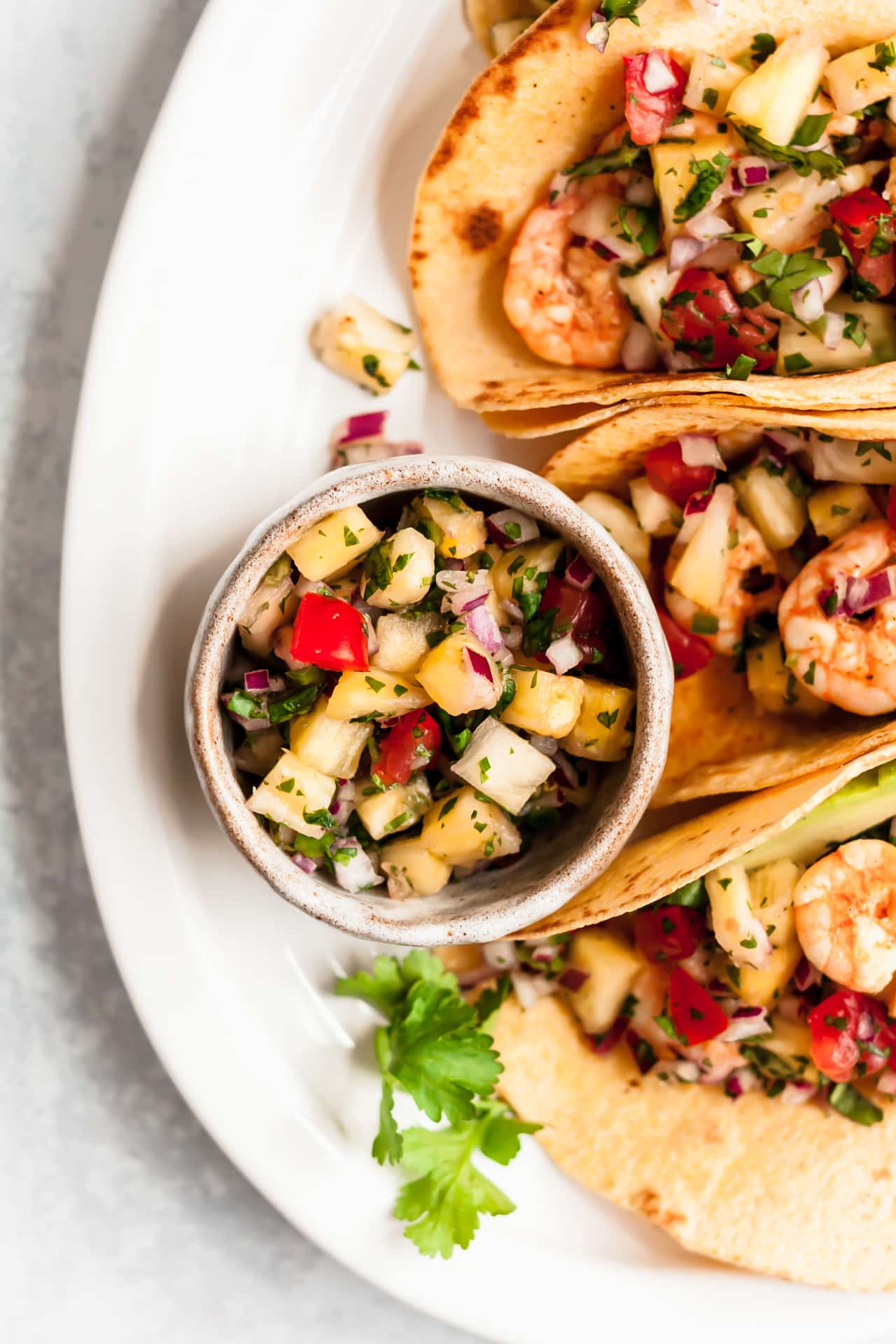 Sautéed Shrimp Tacos with Pineapple Salsa