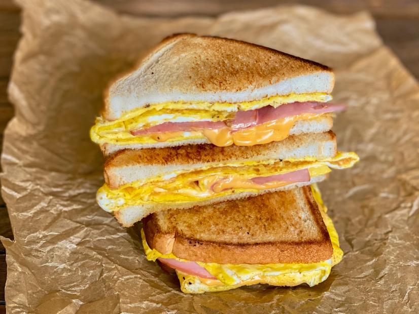 Skillet Ham and Folded Egg Breakfast Sandwich