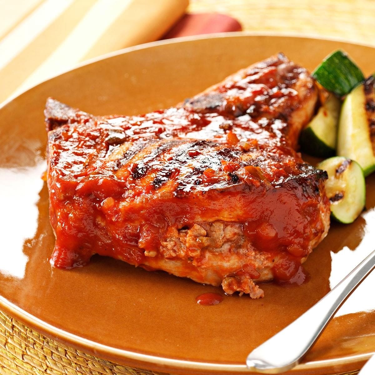 Grilled Mofongo-Stuffed Pork Chops