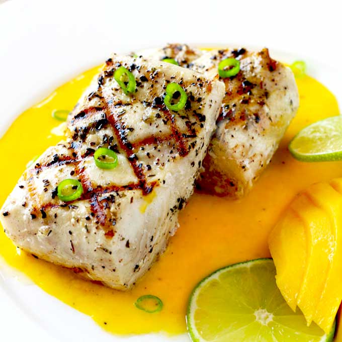 Grilled Mahi-Mahi with Mango Mojo Sauce