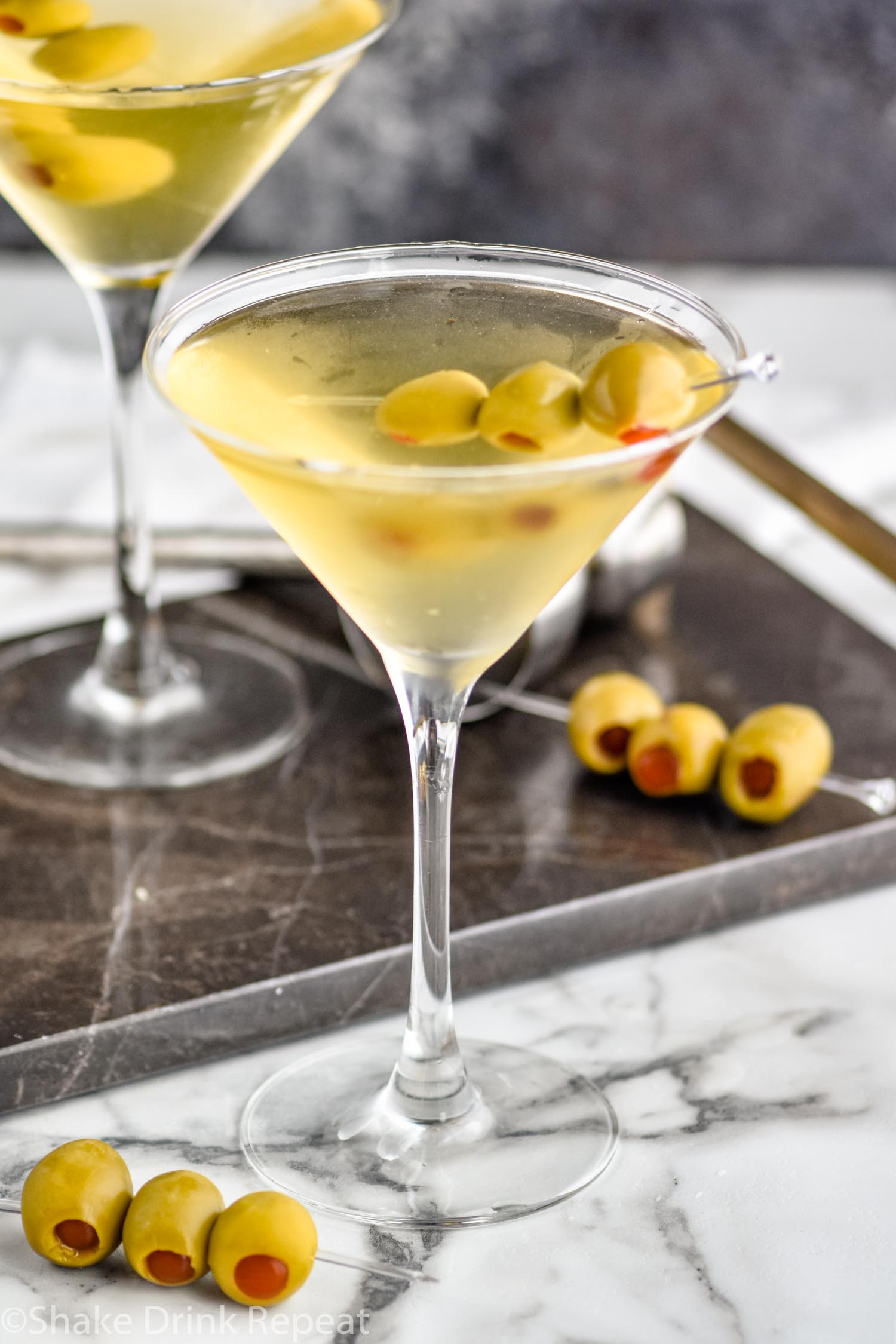 Shaken Vodka Dirty Martini with Olive Brine