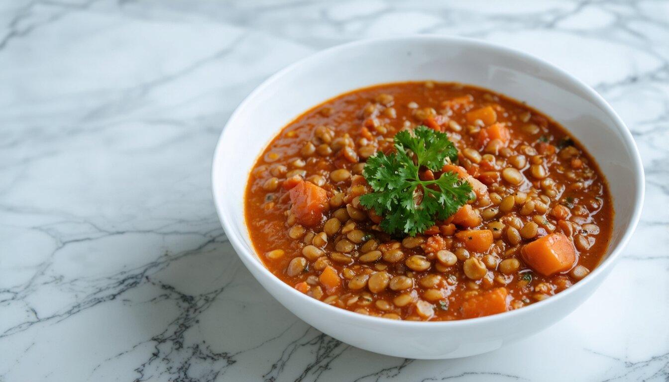 Handmade Vegan Lentil and Vegetable Stew with Smoked Paprika