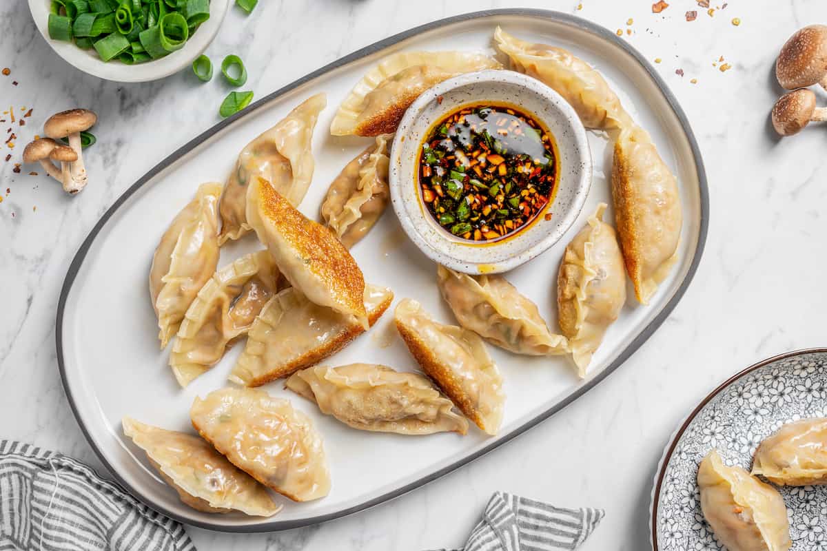 Handmade Vegan Dumplings with Ginger-Sesame Dipping Sauce