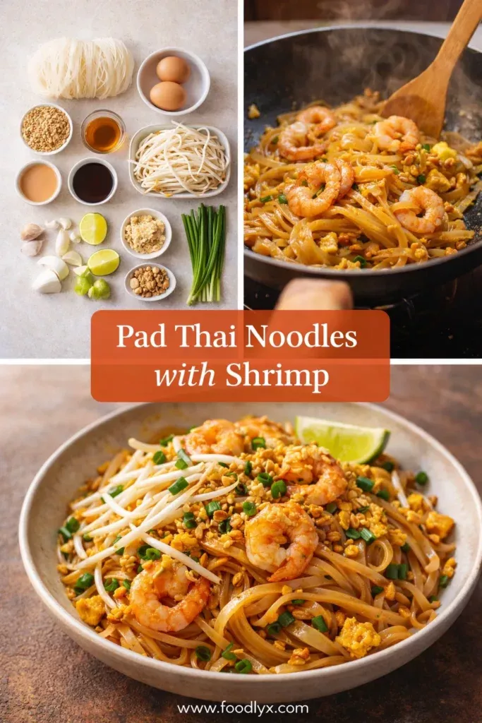 Stir-Fried Pad Thai Noodles with Shrimp and Tofu