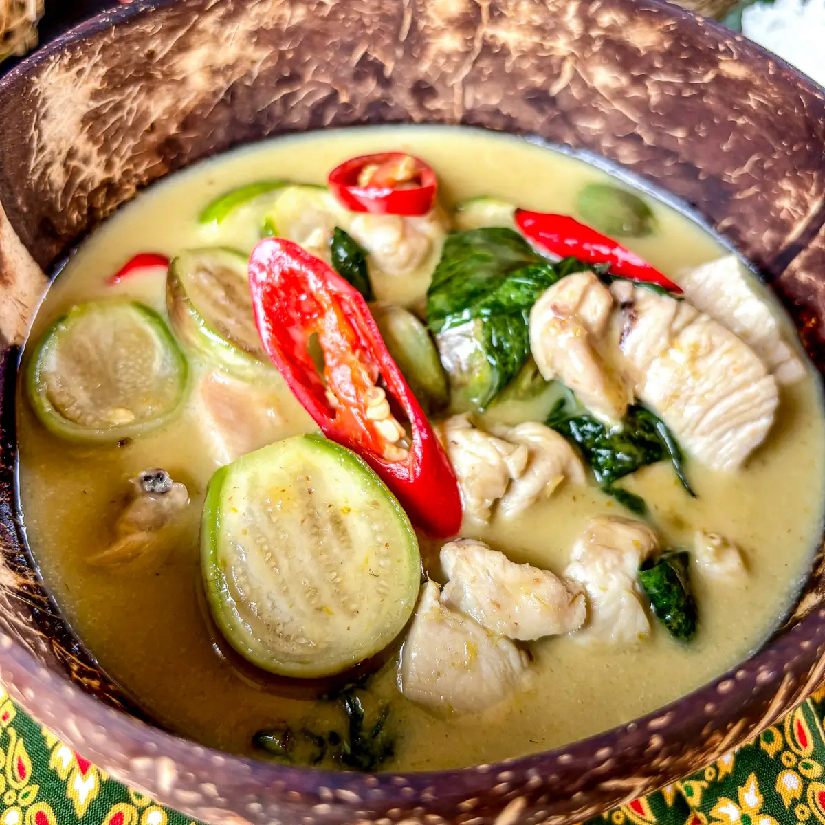 Vegetable Green Curry with Coconut and Eggplant