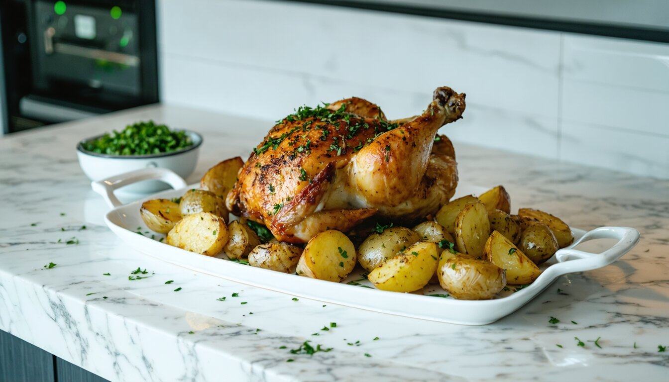 Herb-Roasted Chicken with Garlic and Onion Sheet Pan