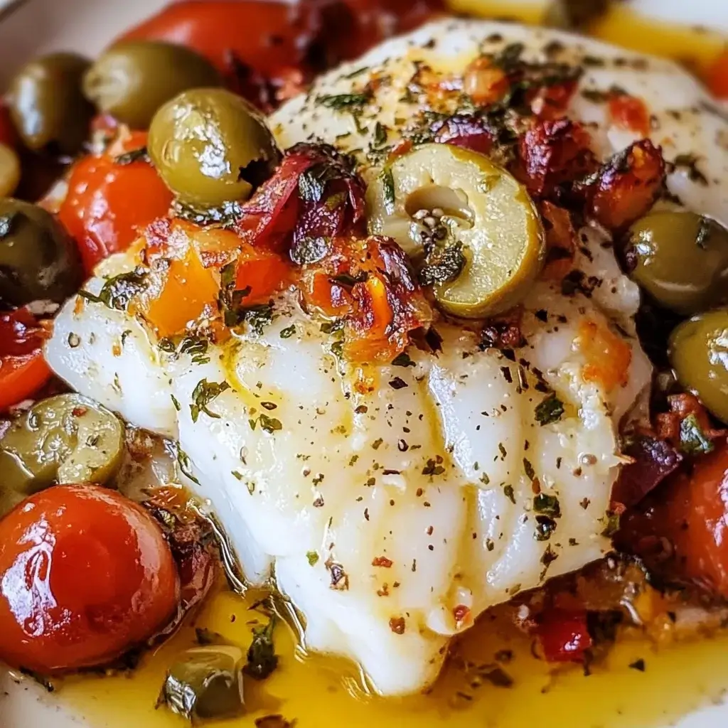 Baked Lemon-Herb Mediterranean Cod with Olives