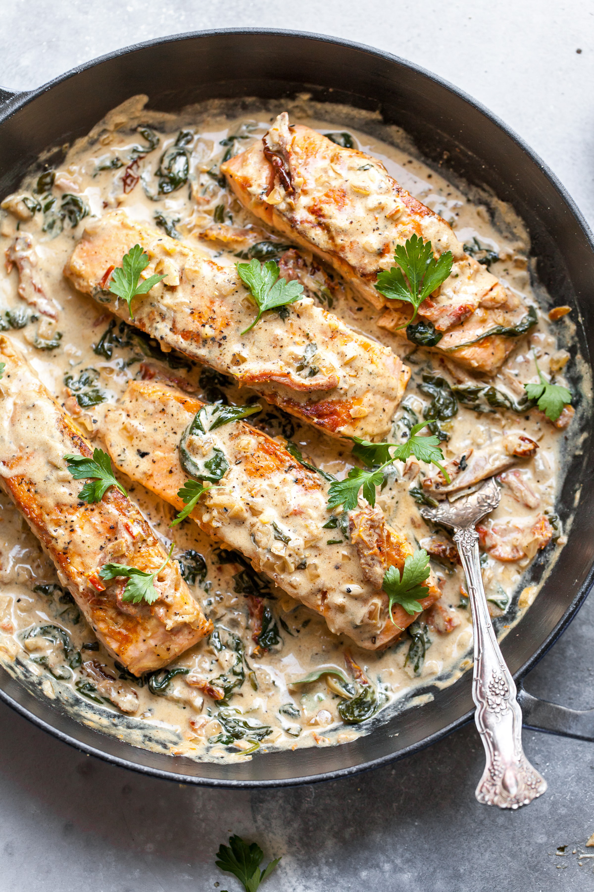 Pan-Seared Salmon with Sun-Dried Tomato Cream Sauce