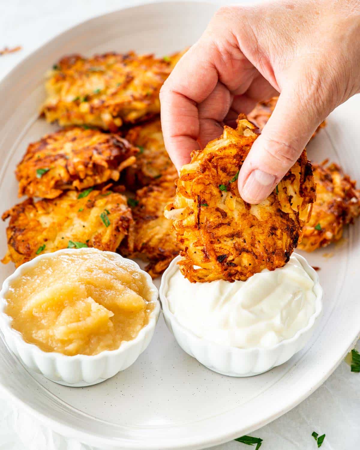 Oven-Roasted Chicken with Applesauce and Potato Latkes