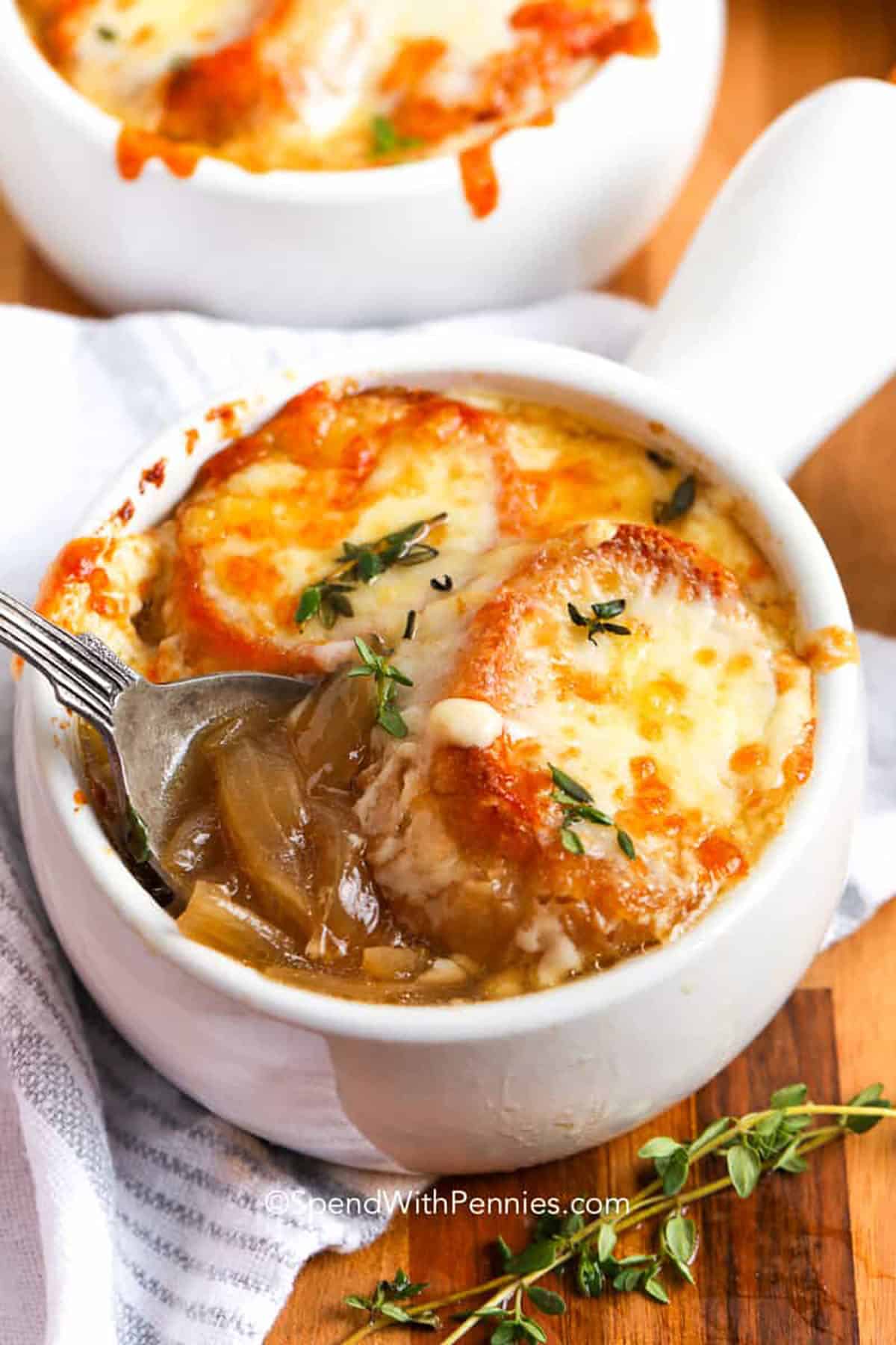 Caramelized Onion and Red Wine French Soup Gratinée