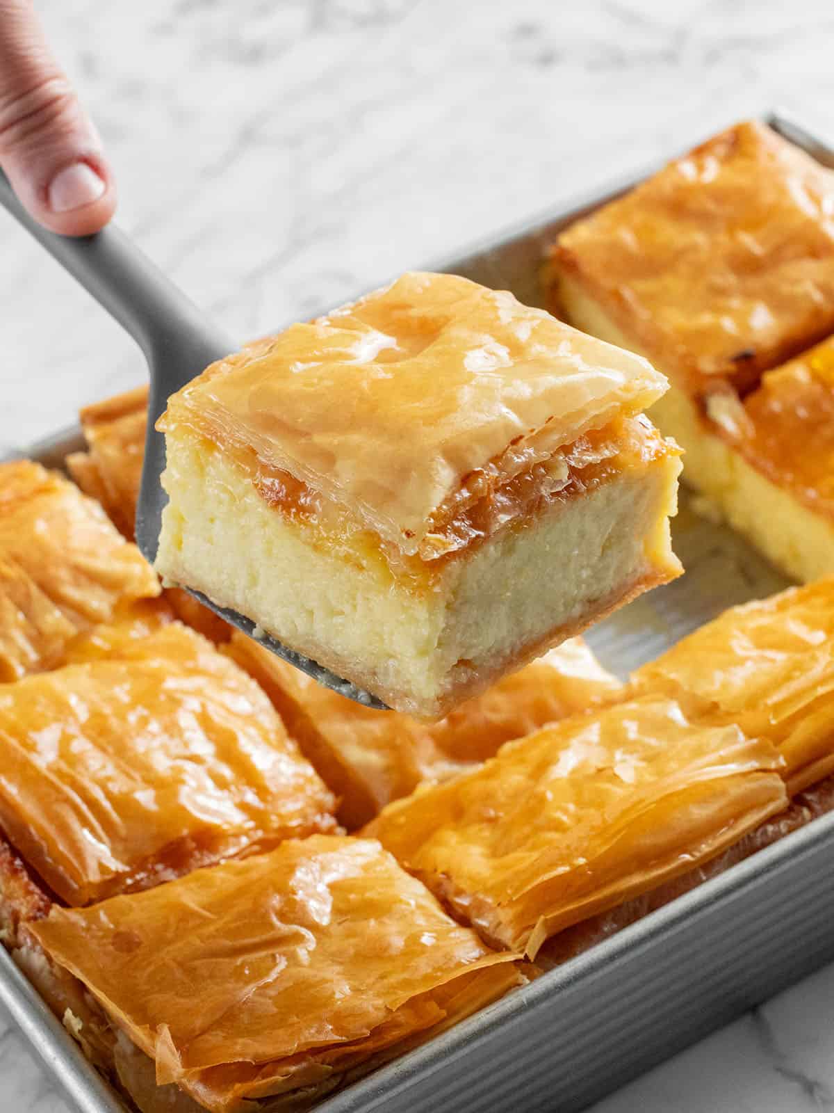 Phyllo-Wrapped Greek Semolina Custard with Citrus Syrup