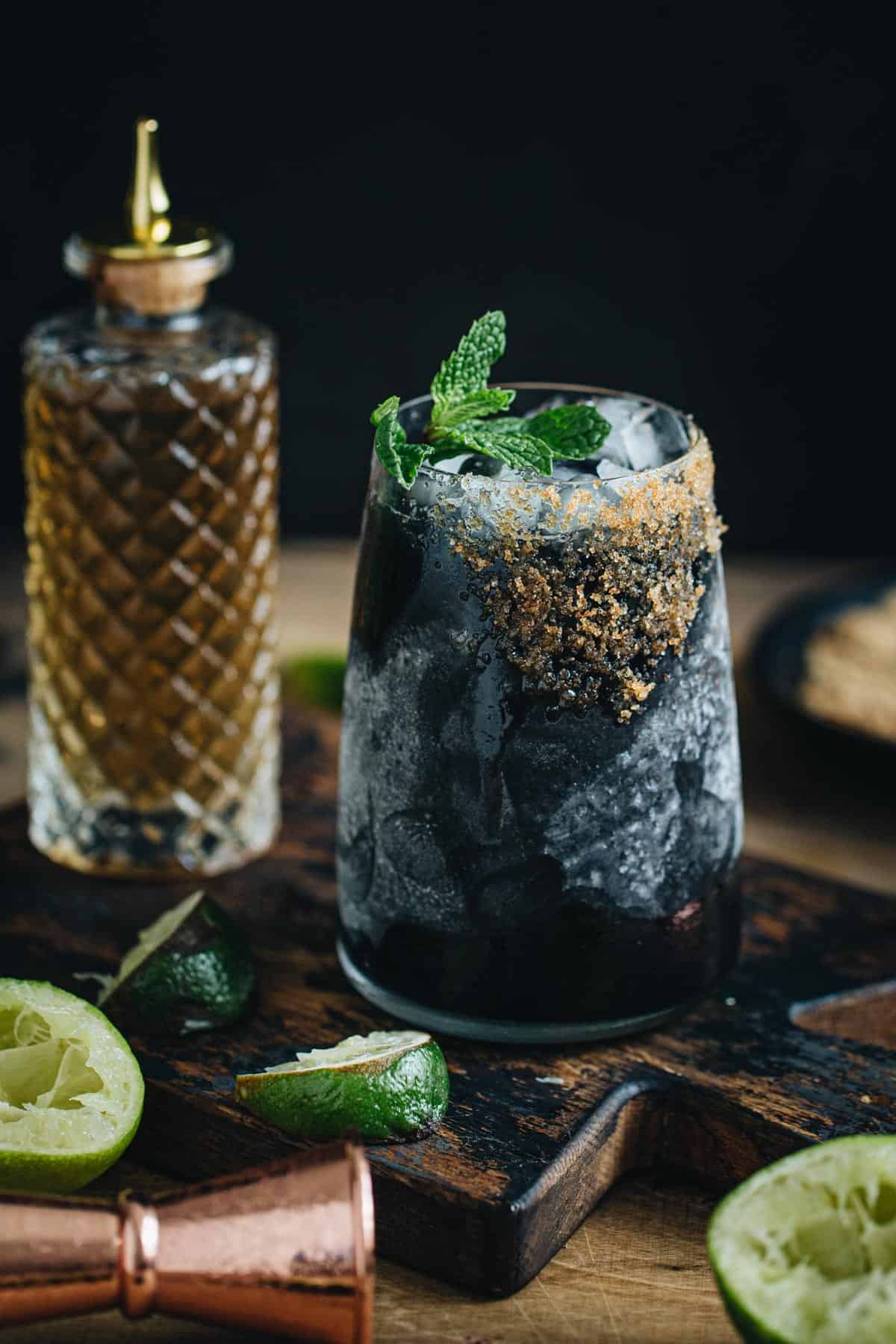 Charcoal-Infused Margarita with Agave and Fresh Orange Juice
