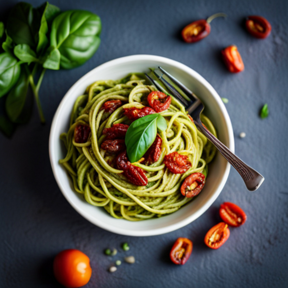 Authentic Genovese Pesto Pasta with Sun-Dried Tomatoes