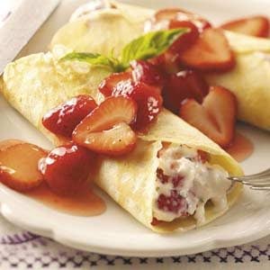 Strawberry and Mascarpone Stuffed Crepes with Citrus Glaze