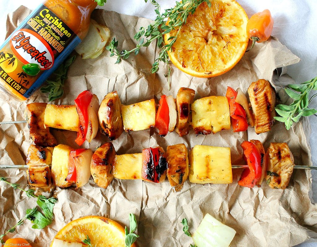 Grilled Citrus-Marinated Caribbean Chicken Skewers