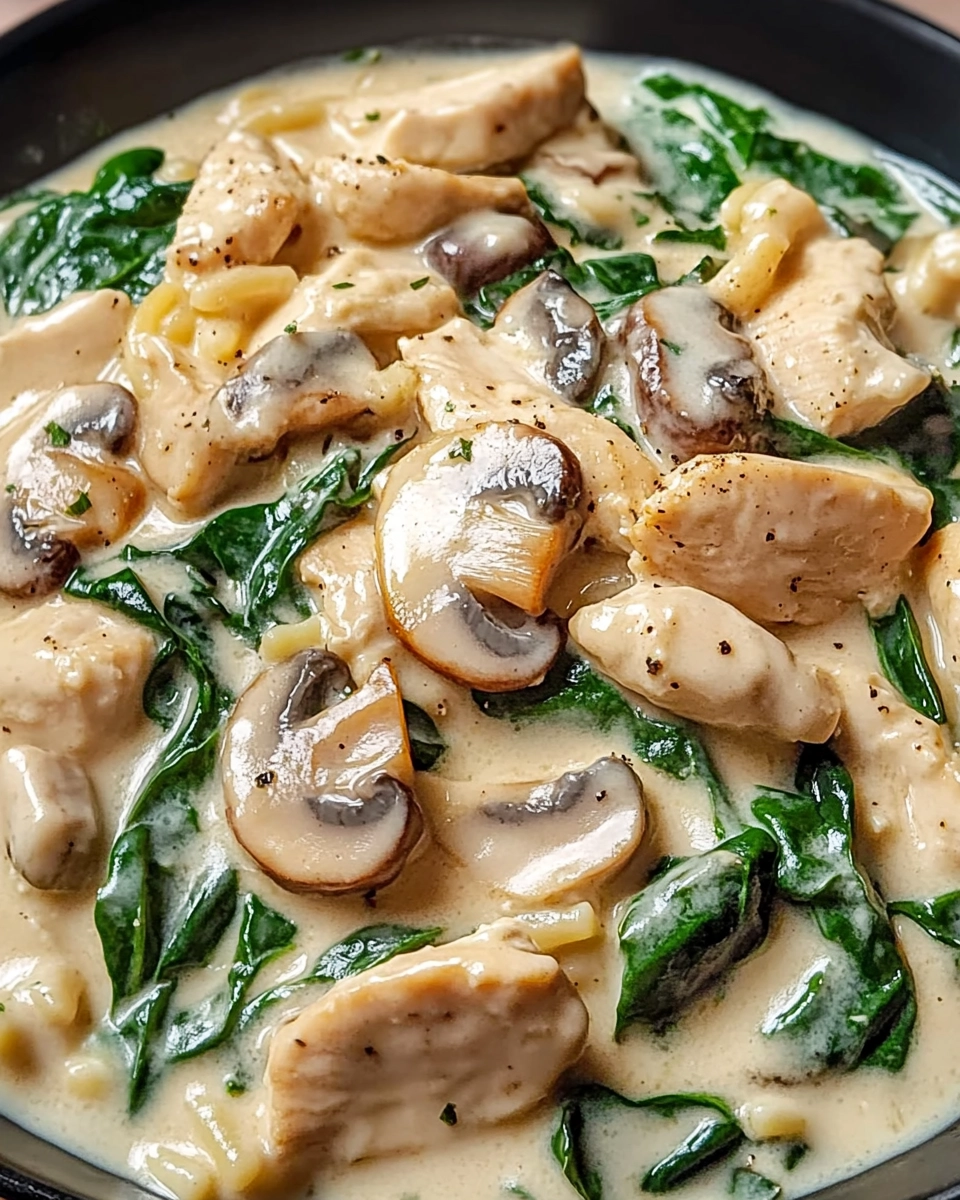 Indoor Poolside Chicken Alfredo with Spinach and Mushrooms