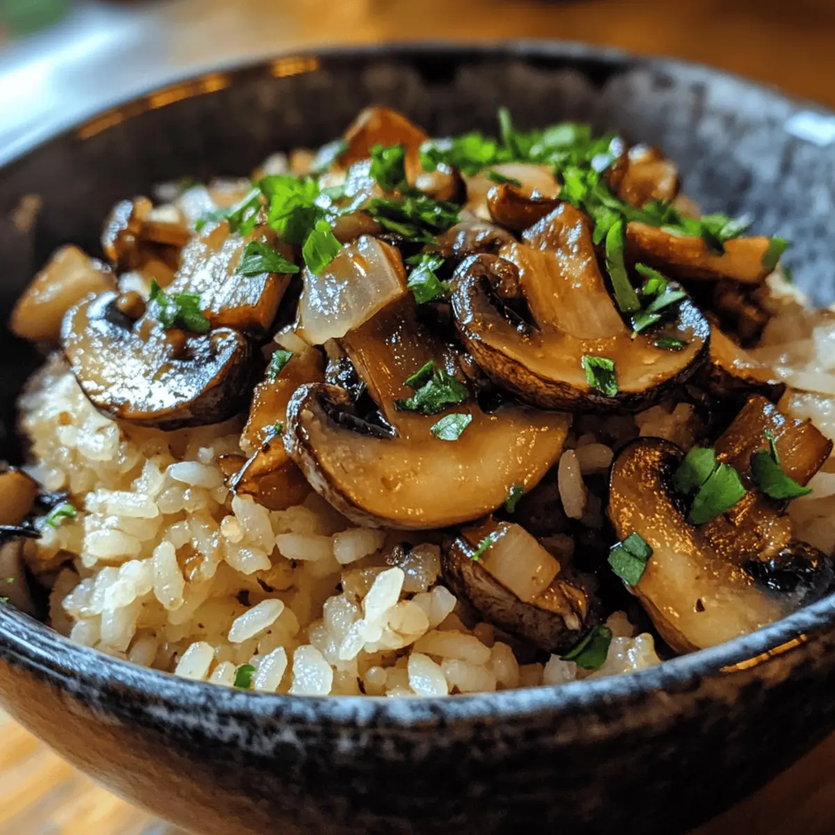 Sautéed Garlic and Herb Mushroom Rice Bowl
