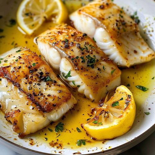 Pan-Fried Cod with Lemon Caper Brown Butter Sauce
