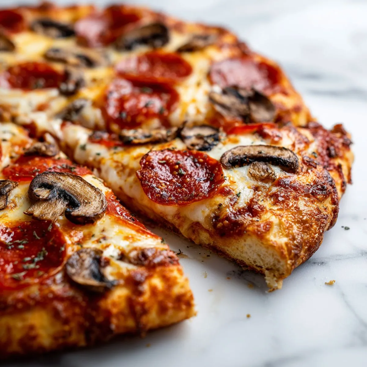 Cozy Bordenaro’s Style Pepperoni and Mushroom Pizza