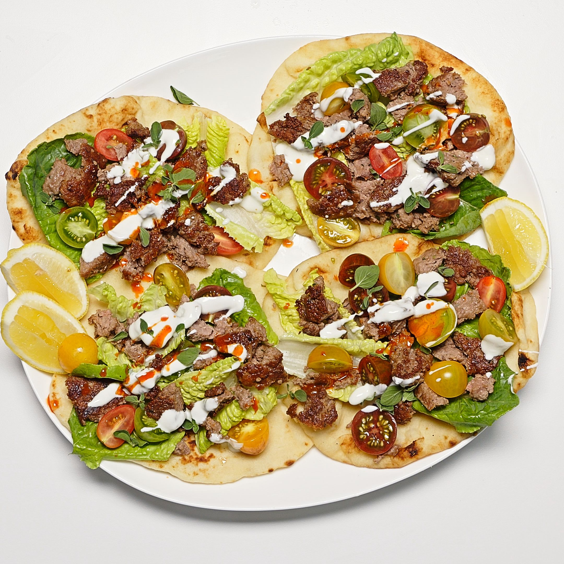 Beef and Lamb Gyro Meat with Garlic Yogurt Sauce