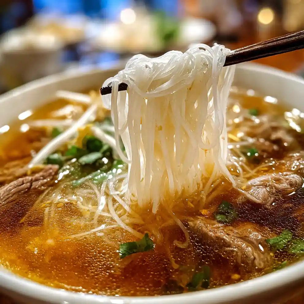 Pho-Inspired Beef Broth with Rice Noodles