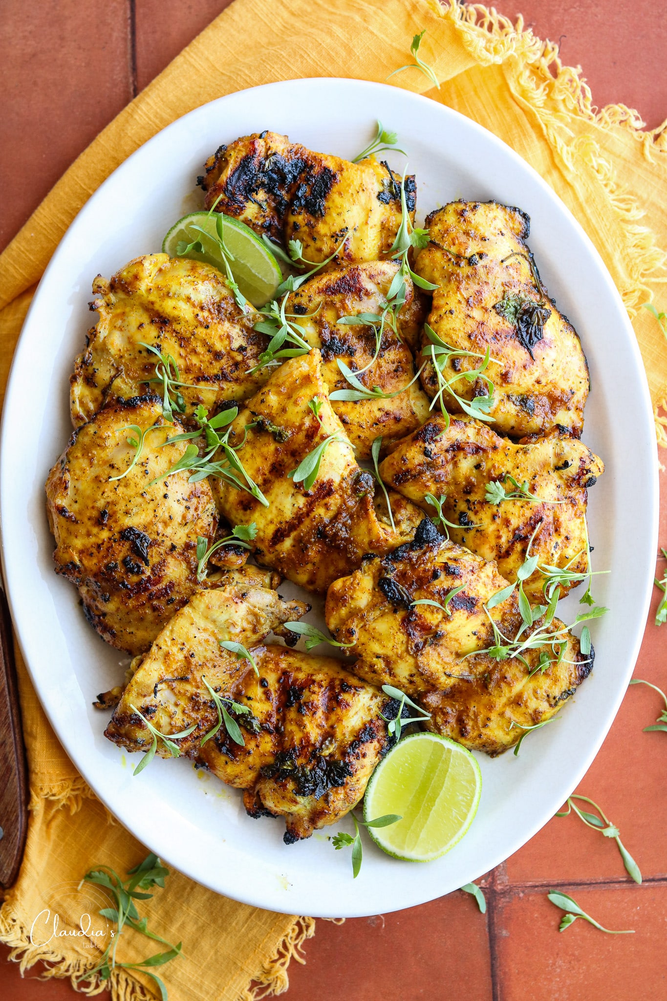 Grilled Citrus-Herb Chicken Thighs with Garlic Butter