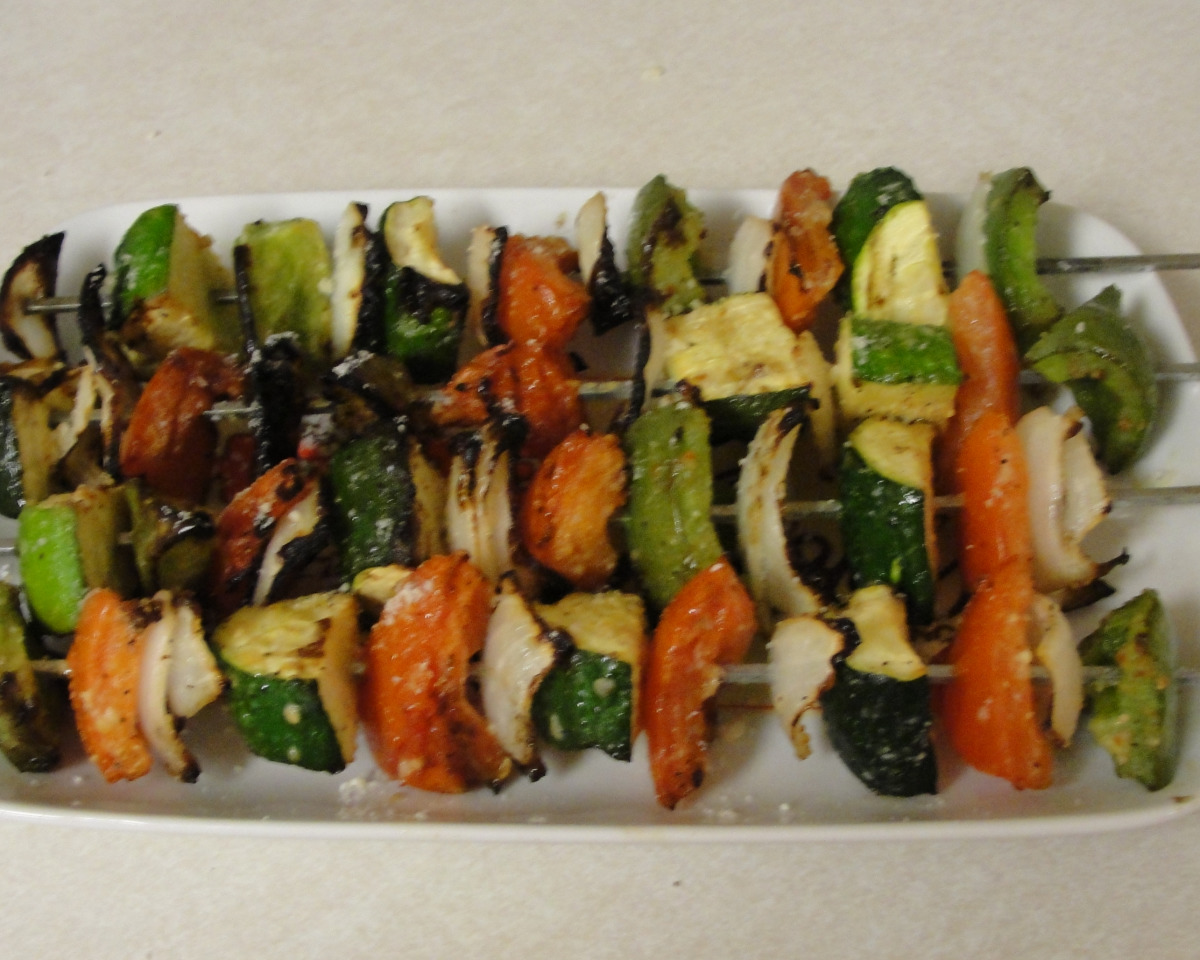Charcoal-Grilled Vegetable Skewers with Garlic Herb Marinade