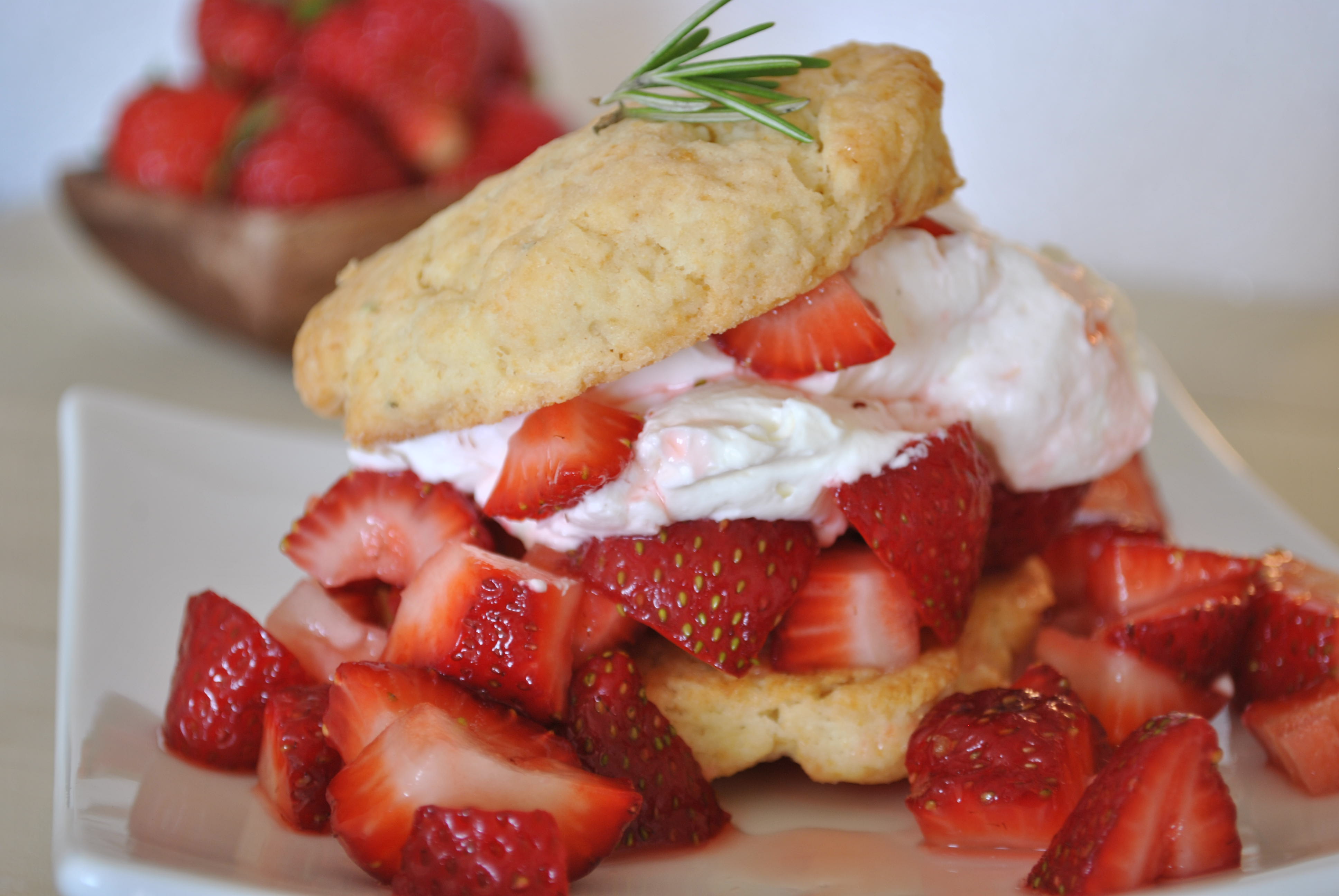 Strawberry-Rosemary Shortcake with Whipped Mascarpone Cream
