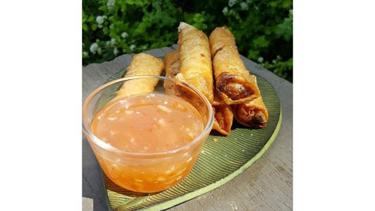 Crispy Pork Lumpia with Sweet Vinegar Dipping Sauce