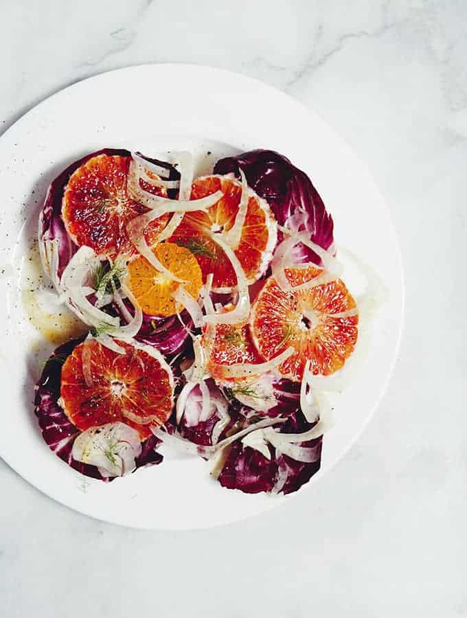 Charred Radicchio and Blood Orange Salad with Bitter Walnut Vinaigrette