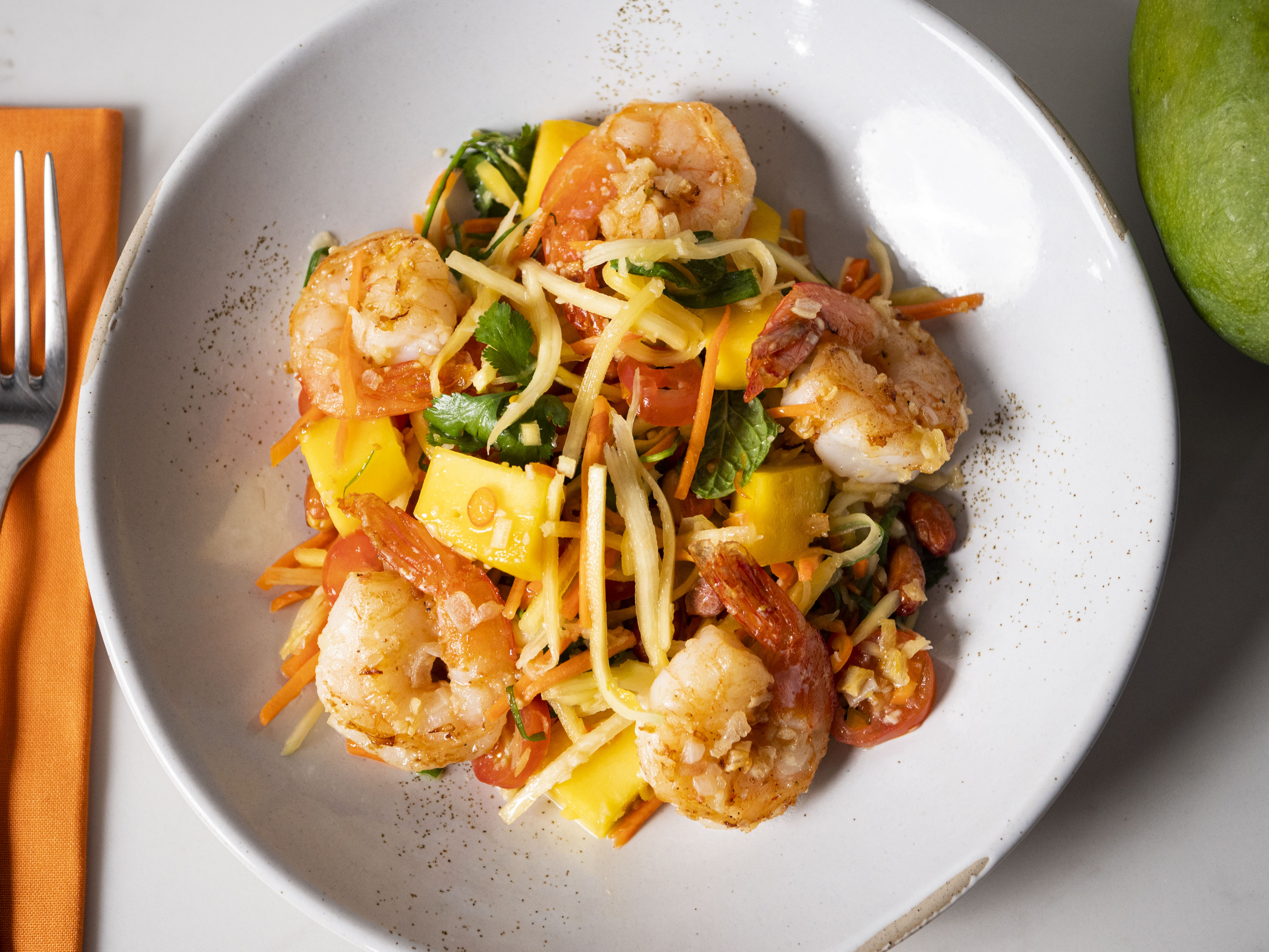 Stir-Fried Green Mango Salad with Shrimp and Toasted Peanuts