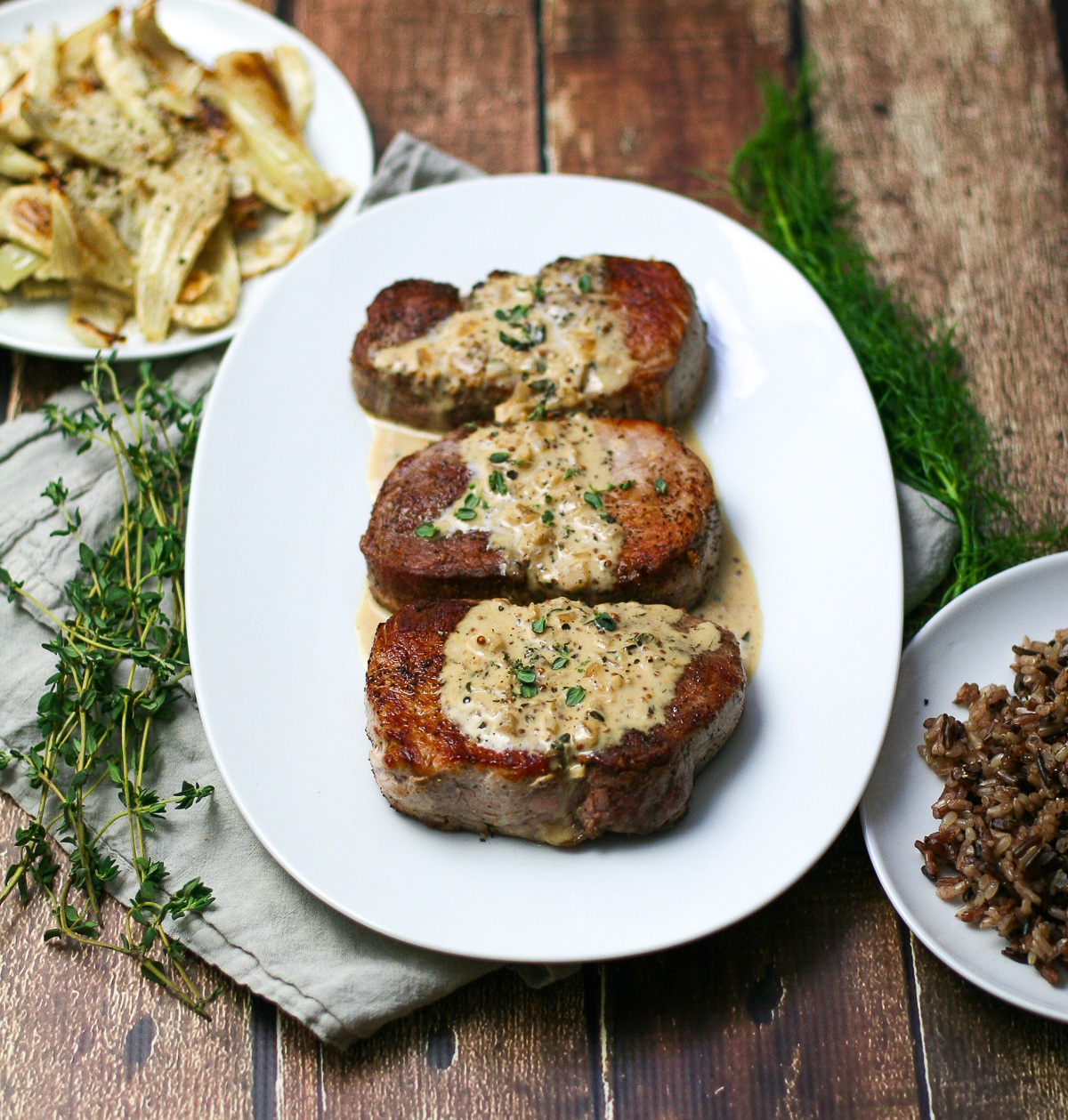 Pan-Roasted Pork Chops with Mustard and Sage Pan Sauce