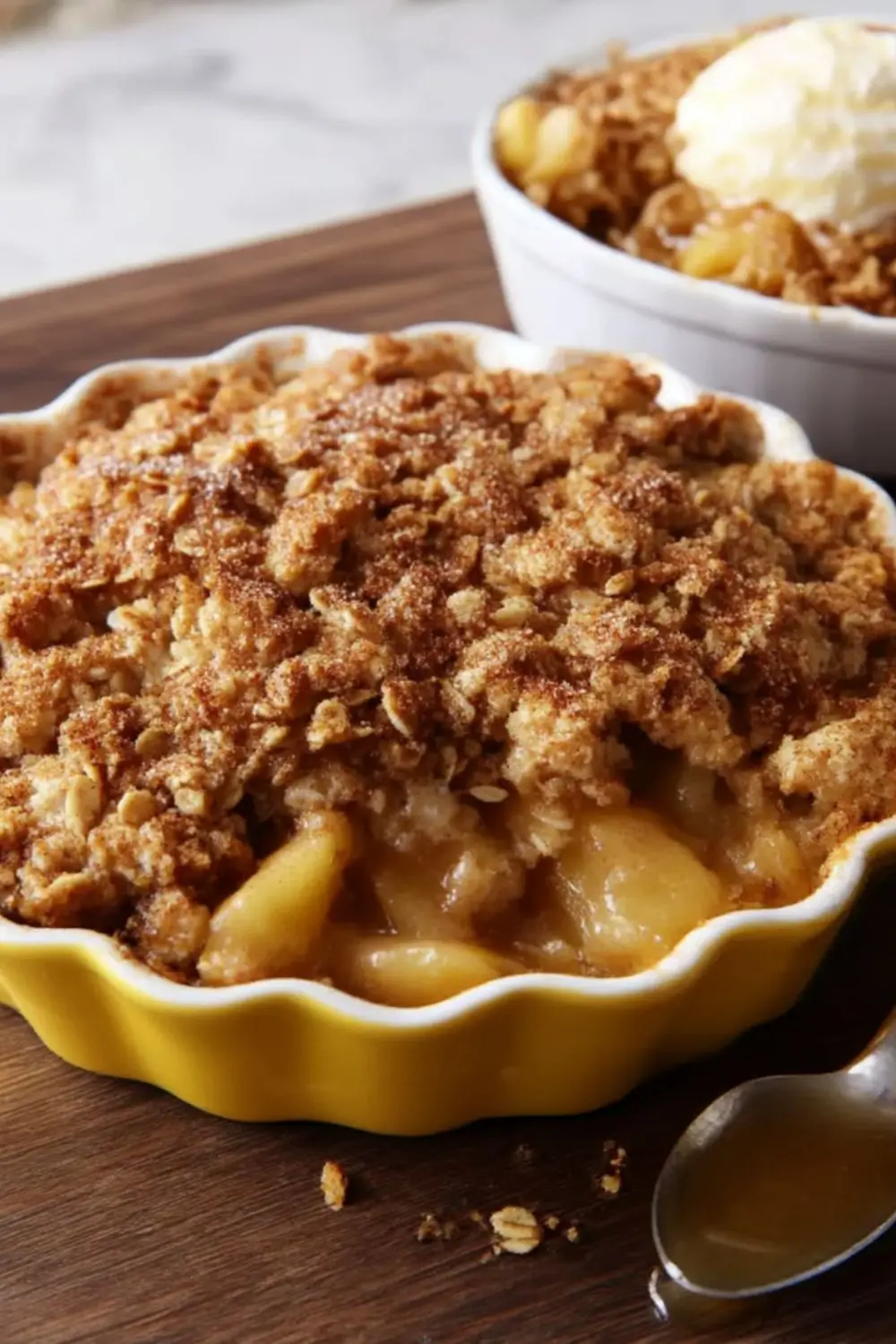 Baked Moscato-Infused Apple Cider Pear Crisp