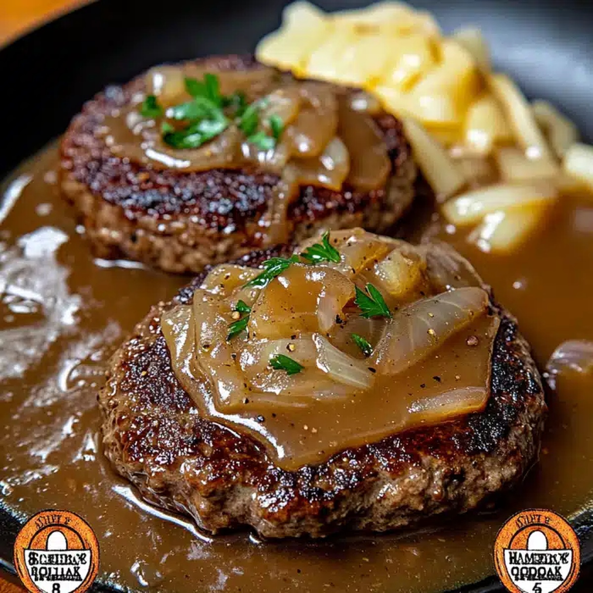 Grilled Hamburger Steak with Onion Gravy