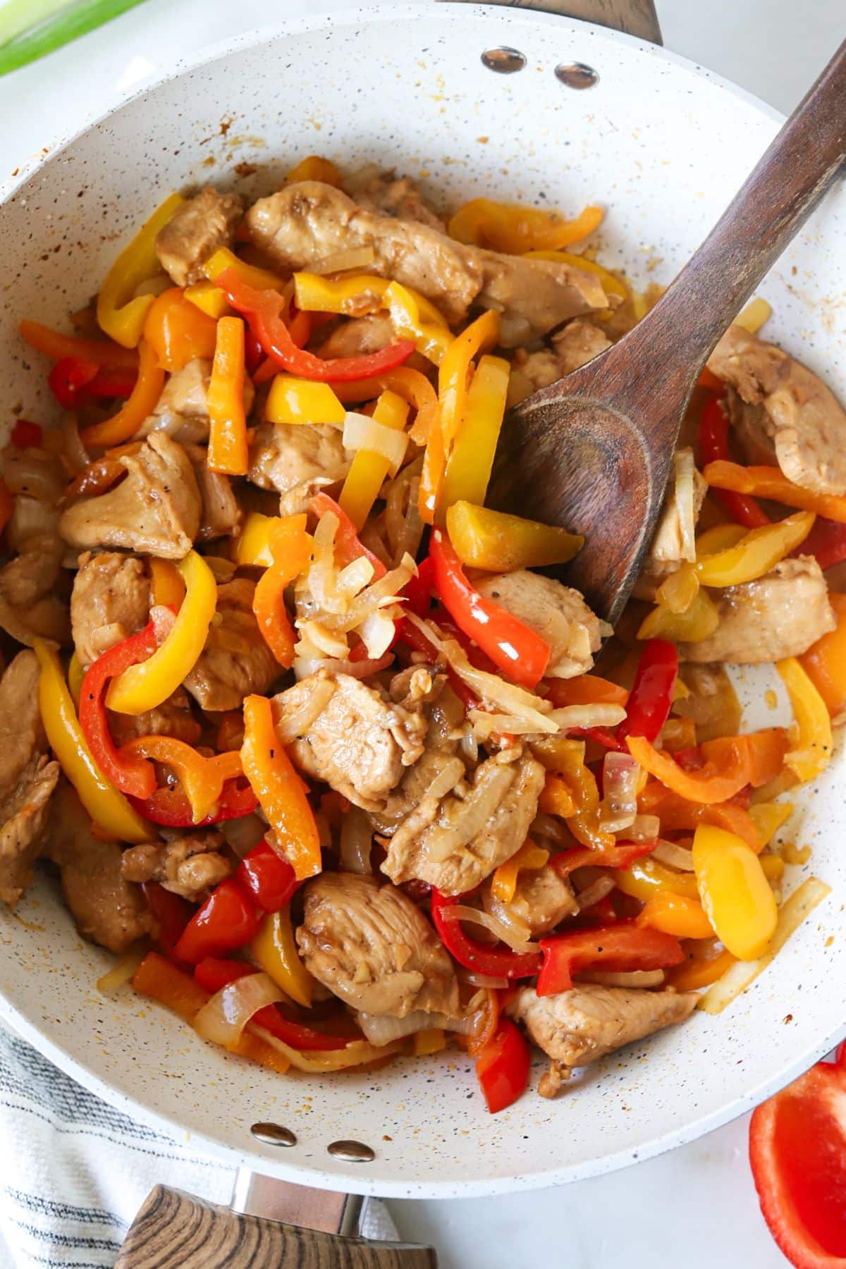 Pan-Seared Chicken with Sautéed English Peppers and Garlic