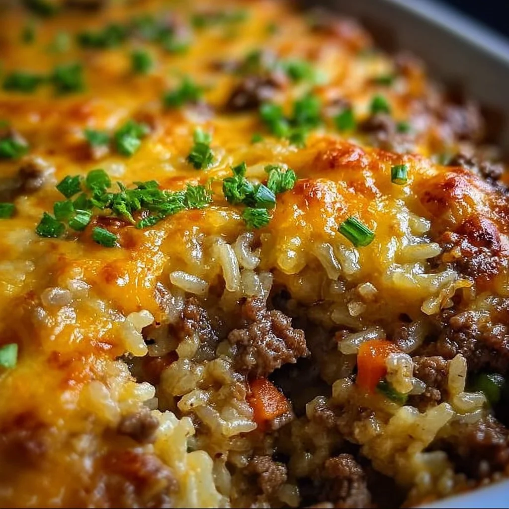 One-Pot Cheesy Beef and Rice Casserole