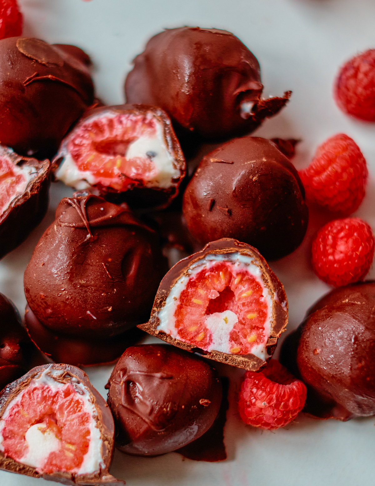 Chocolate-Marzipan Bonbons with Raspberry Ganache